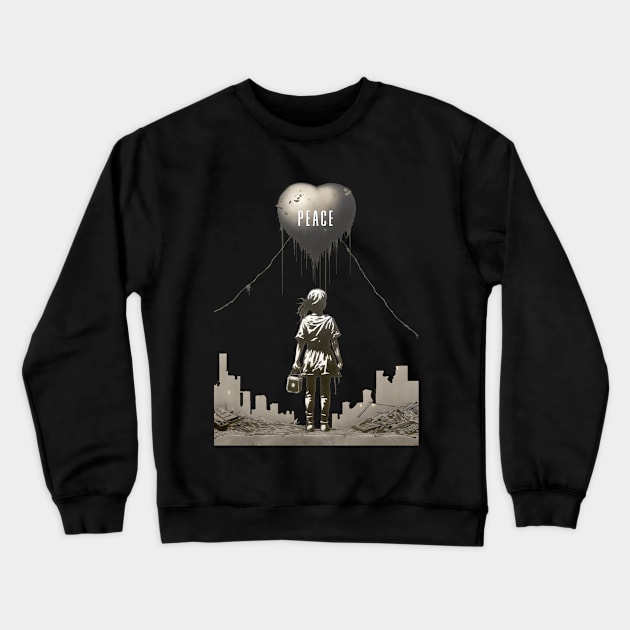 Peace: Stop The War in the Middle East on a Dark Background Crewneck Sweatshirt by Puff Sumo